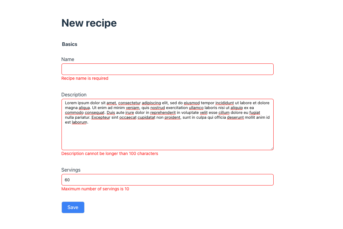 Form validation example