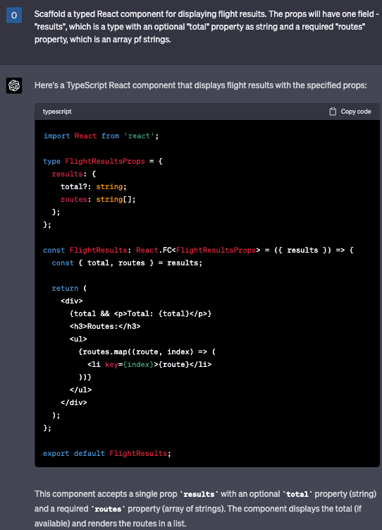 Code scaffolding example